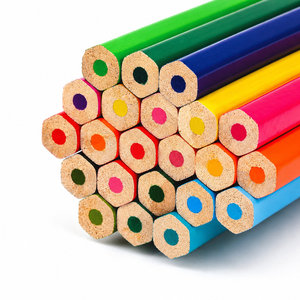 Coffret de crayons de couleur pour enfants, motif <span class=keywords><strong>dessin</strong></span> animé, rose et <span class=keywords><strong>bleu</strong></span>, emballage en tube de papier, crayons hexagonaux pour l'école, papeterie artistique - Product Image 3