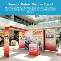 Stand d'exposition modulaire pliable portable en tissu tendu par sublimation, dimensions personnalisables pour événements