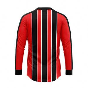 Camiseta de Fútbol Retro Personalizable a Rayas de Manga Larga, 100% Poliéster, Conjuntos con Estilo Vintage para Entusiastas del Fútbol - Product Image 2