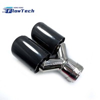 Embout d'échappement universel pour voiture de 89 mm en acier inoxydable avec couvercle d'entrée en fibre de carbone pour la modification et la décoration des véhicules