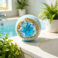 Bombes de bain géodes cristallines de luxe bio OEM, parfum/couleur personnalisés, sans alcool, véganes, avec feuille d'or, logo personnalisé, marque privée