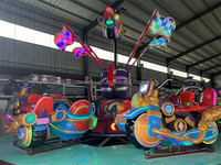 Manège Moto Rotative pour Enfants, Vélo Rotatif à Commande Manuelle avec Lumières LED pour Parc d'Attractions, Centre Commercial, Fête Foraine