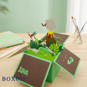 Meilleures ventes : Carte de vœux 3D en papier faite à la main, thème Parc à dinosaures et fleurs, boîte pop-up, design personnalisé, tendance, Noël, Vietnam, Hanoï - Product Image 3