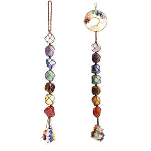 チャクラ手織りドリームキャッチャー装飾品原石車吊り下げツリーライフクリスタルクラフト環境に優しいユニークな耐久性のある装飾 - Product Image 1