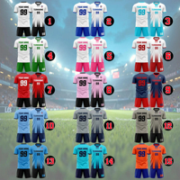 Set Jersey Sepak Bola Kustom Klub Berkualitas Tinggi Bahan Padat Menyerap Keringat Cepat Kering Kaos Sepak Bola untuk Unisex Musim Panas