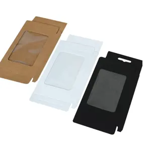 Kunden spezifische Karton Brown Kraft papier Verpackungs box mit PVC-Fenster für Universal Exhibit Handy hülle