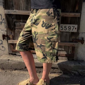 Shorts cargo camouflage en coton 100% lourd personnalisés pour hommes, streetwear de haute qualité, shorts amples - Product Image 2