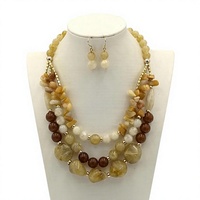 Nouvel ensemble de colliers multicouches perlés pour femmes, bijoux en pierre naturelle plaqué or, style bohème, cadeau de fête, boucles d'oreilles perles bleues et rouges