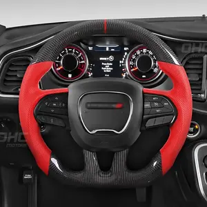 OHC Motors 100% REAL Carbon Fiber Steering Wheel for Dodge Challenger Charger 2015 to 2020 with heated