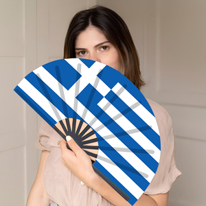Abanicos Plegables de Bambú con la Bandera de Grecia al por Mayor, Abanico de Mano para Carnaval, Boda, Festival, Fiesta, Agencia de Viajes - Product Image 5