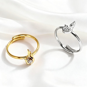 Anillo Ajustable de Acero Inoxidable para Mujer, con Zirconia, Color Oro 18K y Plata, Diseño de Animal del Zodiaco, Pájaro, Joyería de Moda que Combina con Todo, de Fábrica - Product Image 3
