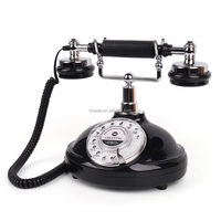 Téléphone de bureau rotatif Cheeta CT-8301, style européen, noir, pour livre d'or audio de mariage, style antique de luxe, orné, directement de l'usine