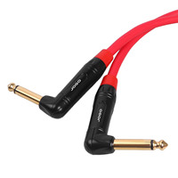 Câble de guitare électrique, 16 pieds, câble d'instruments, sans soudure, Angle droit de 1/4 pouces à Angle droit de 1/4 pouces, prise de 6.35mm