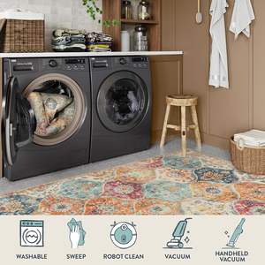 Tappetino Premium Marocchino a Motivo Traliccio Ultra-Sottile Piccolo Antiscivolo per Interni Cucina Ingresso o Bagno Lavabile - Product Image 3