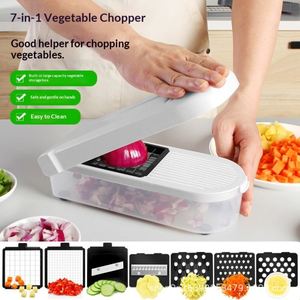 Source Factory 7 in 1 Multifunctional Vegetable Cutter Durable Safe for Onion Potato Fruit <b>Slicing</b> Shredding Tool - Product Image 3