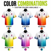 Jersey Baseball Custom Grosir Cetak Gradasi Spektrum Cepat Kering Bernapas Kancing Depan Poliester Sublimasi Atasan Tim