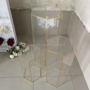 Pentagon Acrylic Clear Plinth Dessert Table Wedding Pillar With Balloon For Wedding