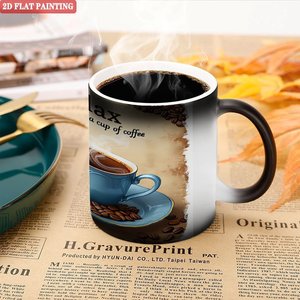 Mug à boire en céramique 11oz, noir givré, sensible à la chaleur, tasse magique changeant de couleur, accessoires pour café et thé - Product Image 5