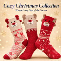 Chaussettes de Noël en peluche 3D en gros, motif ours, jacquard flocon de neige et renne, chaussettes tricotées chaudes pour les fêtes, idéales comme cadeau