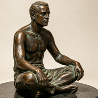 Célèbre sculpture en bronze antique sur mesure, grandeur nature, homme assis