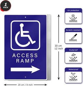 Panneau de rampe d'accès pour handicapés personnalisé Panneau de signalisation étanche à flèche droite <span class=keywords><strong>Symbole</strong></span> d'accessibilité Panneaux pour fauteuils roulants - Product Image 3