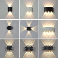 Lampe murale d'extérieur en aluminium vintage carrée, pour terrasse, coin de béton, chevet, intérieur, éclairage haut et bas
