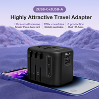 Adaptateur de voyage universel mini Wontravel 2U2C 17W avec charge rapide QC3.0 pour ordinateur portable et appareil photo