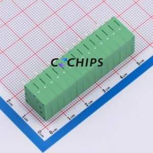 DB241R-3.5-14P-GN Spring Terminal Block Bent Lead Through Hole,P=3.5mm Connector 1x14P 3.5mm Green 14P - Product Image 2