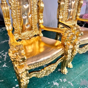 Chaises <span class=keywords><strong>de</strong></span> trône <span class=keywords><strong>de</strong></span> roi et <span class=keywords><strong>de</strong></span> <span class=keywords><strong>reine</strong></span> d'or <span class=keywords><strong>de</strong></span> luxe épousant le roi royal chaises <span class=keywords><strong>de</strong></span> trône <span class=keywords><strong>de</strong></span> chaise <span class=keywords><strong>de</strong></span> mariage pour des événements - Product Image 2