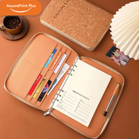 Porte-documents à fermeture éclair en cuir PU grain de liège, multi-poches, avec pages de rechange pour journal à feuilles mobiles, porte-stylo, classeur pour cartes photo, personnalisable