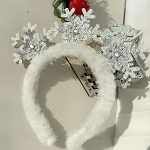 Weihnachtshaarbänder Glitzer-Puder Schneeflocken-Haarband Plüschhaar-Zubehör Prinzessin Party Haarring Kinder kleiden sich zum Haarband