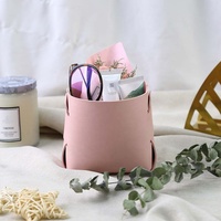 Panier de rangement de bureau pliable en cuir PU décoratif, organisateur compact pour bijoux, cosmétiques, lunettes, télécommandes
