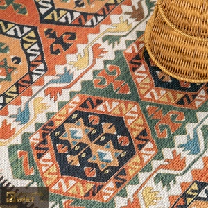 LandScopeTech <span class=keywords><strong>ELISTA</strong></span> Türkischer Stammes-Teppich Vintage Distressed Boho Teppich Wohnzimmer Schlafzimmer 160x230 Niedrigfloriger Kilim-Stil - Product Image 3
