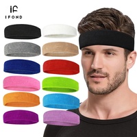 IFOND Pita Kepala Olahraga Elastis Bahan Rajut Warna Solid dengan Logo Kustom untuk Pria Wanita Lari Yoga