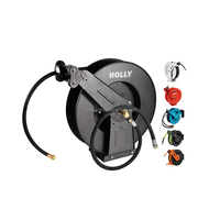 Enrouleur de tuyau à double bras rétractable automatique de 80 pieds x 5/16 pouces, 25m x 8mm, enrouleur de tuyau en maille hybride haute pression en acier pour eau, air et huile