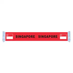 高品质双面印花新加坡轻质国旗印花三重针织涤纶风格围巾8 "x60"