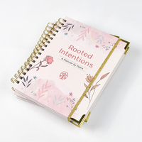 Journal de réunion d'affaires personnalisé A5 de haute qualité avec spirale, planificateur avec bande élastique, livre de journal, impression reliée
