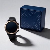 Boîte à montre personnalisée en carton rigide avec couvercle et base, papier couché écologique haut de gamme, dorure à chaud, fenêtre transparente, emballage cadeau