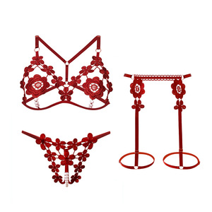 Completo Intimo Floreale in Pizzo da Donna, Reggiseno e Culotte Trasparenti con Bretelle, Lingerie <span class=keywords><strong>Sexy</strong></span>, Biancheria Intima Romantica e alla Moda - Product Image 5