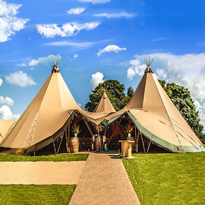 Carpa Tipi Gigante con Estructura de Madera, Carpa Piramidal Oxford para Eventos, Impermeable para Tres Estaciones, con un Dormitorio, >3000mm - Product Image 3