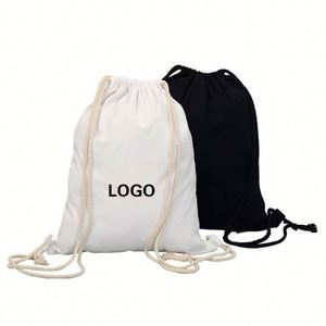 กระเป๋าเป้สะพายหลังผ้าฝ้ายออร์แกนิคแบบมีเชือกผูก ขายส่ง กระเป๋าผ้าแคนวาสสำหรับช้อปปิ้ง เป็นมิตรกับสิ่งแวดล้อม - Product Image 1