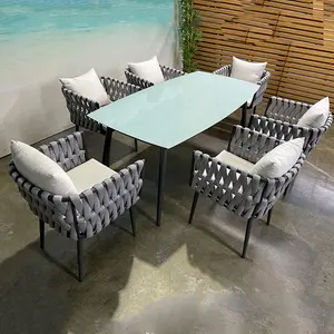 Sun room outdoor leisure table and chair combination outdoor terrace courtyard garden aluminum alloy dining table and chair
