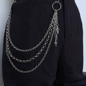 Chaîne de taille unisexe en argent tibétain avec pendentif étoile, style punk rétro urbain, à boucles multiples, pour usage quotidien - Product Image 1