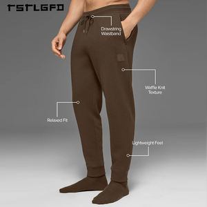 กางเกงวอร์มผู้ชายรักษ์โลก ผ้ารีไซเคิล ทรงลำลองแบบวาฟเฟิล พร้อมเอวยางยืดและเชือกผูก - Product Image 3