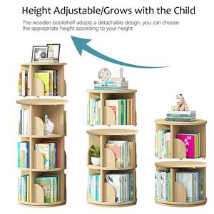 Top Sale Wear-Resistant Wall-Leaning <strong>Children</strong> <strong>S</strong> Desktop Storage Cabinet Wooden Rotational Bookshelf - Product Image 2