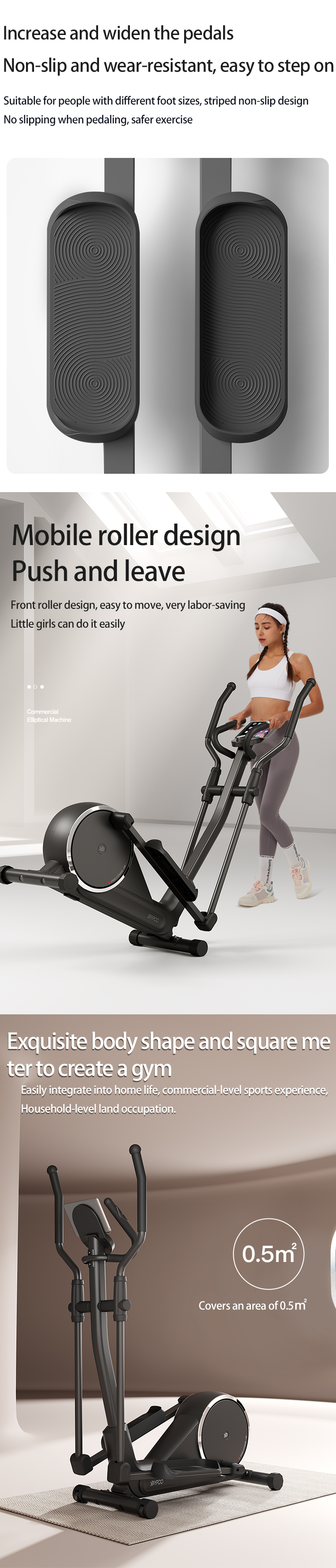 YPOO Exercise Spinning Bike Elliptical Machine Cross Trainer 12 Level Resistance Digital Mo<i></i>nitor Fitness elliptical Bike
