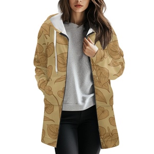 <span class=keywords><strong>Felpa</strong></span> con cappuccio a mezza lunghezza con stampa a cerniera su richiesta da donna con motivo a fiore di Anthurium esclusivo - Product Image 4