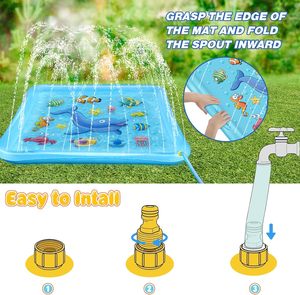 <b>Large</b> 95'' Inflatable Ocean Themed Splash Pad Sprinkler <b>Mat</b> Outdoor Water Play Toy for Kids - Product Image 3
