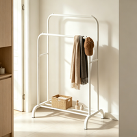 Porte-vêtements moderne à double rail, directement de l'usine, avec rangement inférieur pour chambre et entrée