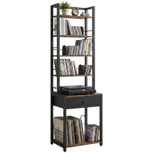 Étagère de <span class=keywords><strong>rangement</strong></span> pour <span class=keywords><strong>CD</strong></span>, organisateur de <span class=keywords><strong>DVD</strong></span> à 6 niveaux avec tiroir, supports de livres réglables, support pour disques vinyles, organisateur multimédia polyvalent - Product Image 1